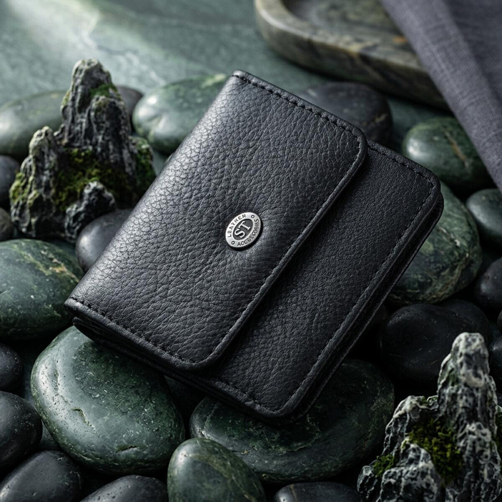 Жіночий шкіряний гаманець для карток купюр та монет ST Leather 22690 Чорний Київ - фото 11