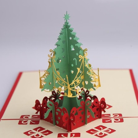 Новорічна 3D листівка Ялинка 15 на 15 см різнобарвний Київ - фото 2