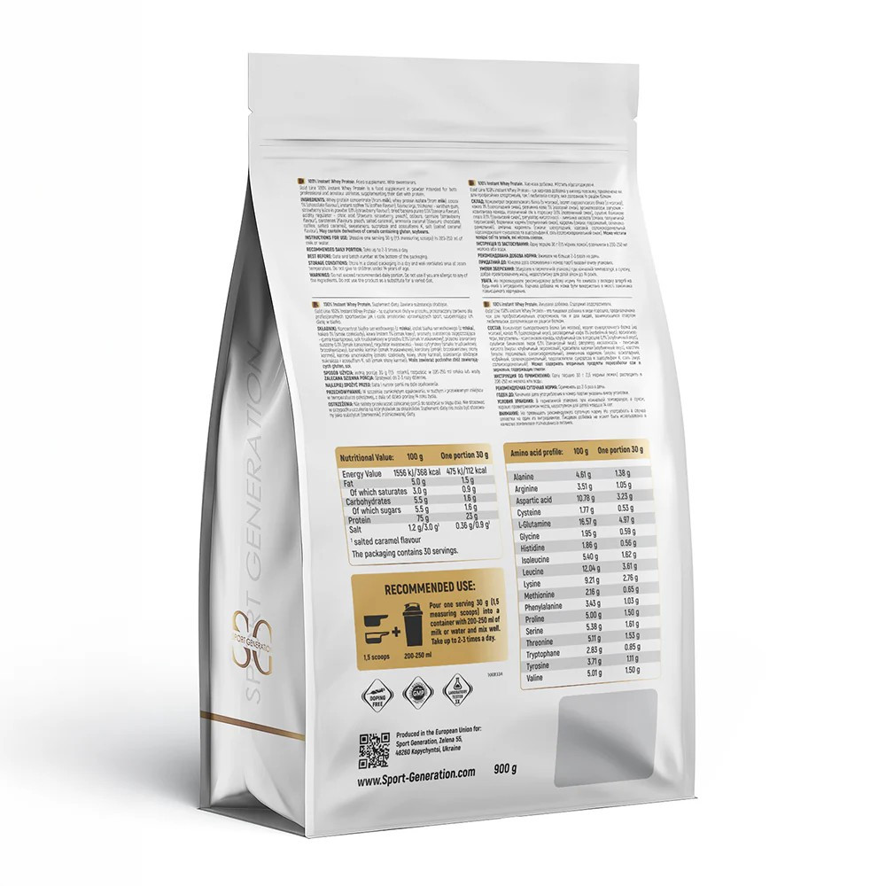 Протеин Sport Generation 100% Instant Whey Protein (WPC+WPI), 900 г (Peach) Луцк - изображение 2