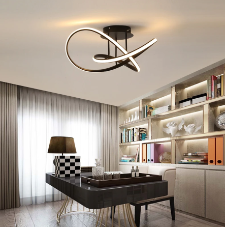 Люстра светодиодная потолочная PJ866 (Черный) 60см Винница