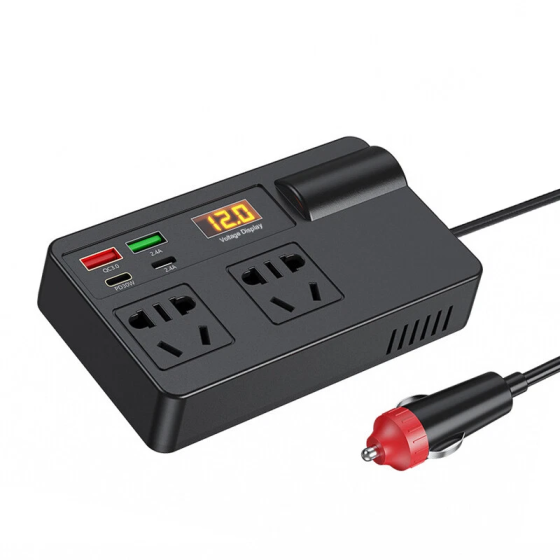 Перетворювач від прикурювача AC/DC (12/24 V) C11-A 200W/2x220В + 2хUSB (QC3.0) 2xType-C (30W) LCD Київ