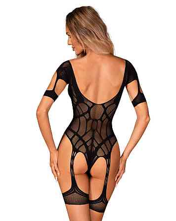 (SALE) Нейлоновий бодістокінг з імітацією гартер Obsessive Bodystocking G334 S/M/L, black, з доступом Sex Aura Київ