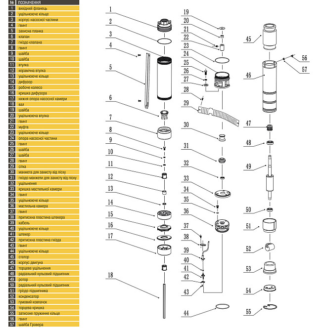 Насос свердловиний з підвищеною стійкістю до піску OPTIMA PM 3SDm2,5/28 1,1 кВт 135м + 15 м кабель (000019667) Київ - фото 5