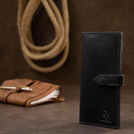 Стильное матовое мужское портмоне GRANDE PELLE 11560 Черный Киев