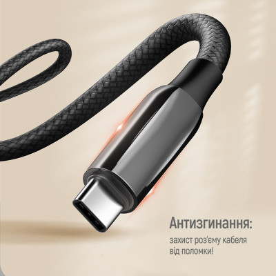 Дата кабель USB-C to USB-C 1.0m (PVC+Aluminum Alloy) (PD Fast Charging 240W) 5А black ColorWay (CW-CBPDCC069-BK) Винница - изображение 5