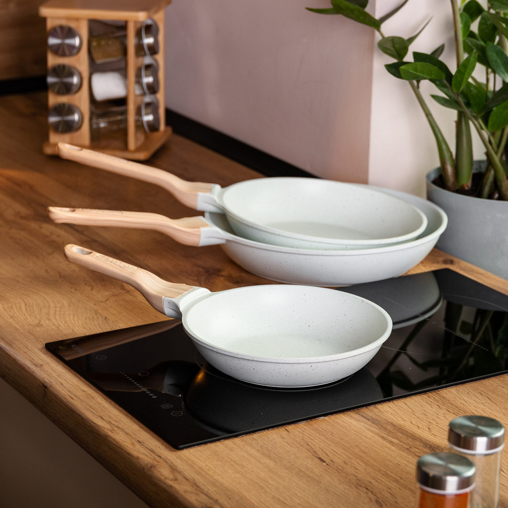 MGC Набір алюмінієвих сковорідок з товстим дном із 3 предметів MGC, білий HP-4-410W Коломыя - изображение 4