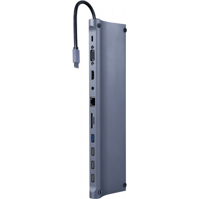 Концентратор Cablexpert USB-C 9-in-1 (USB-hub + HDMI/VGA/PD/CR/LAN/3.5mm) (A-CM-COMBO11-01) Вінниця - фото 1
