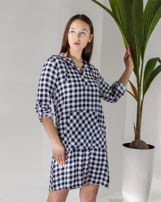 Жіноча туніка з капюшоном в клітку Nicoletta 92140 Київ - фото 3