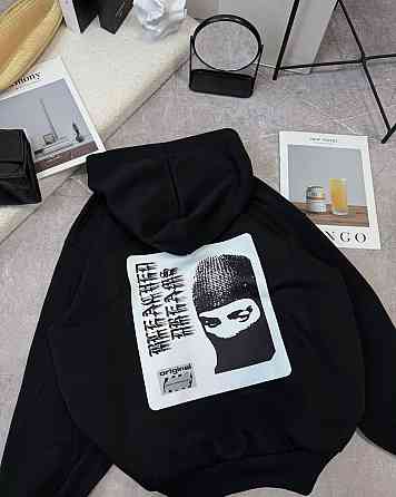 Женский стильный удлиненный объемный худи в стиле оверсайз трехнить на флисе Одесса