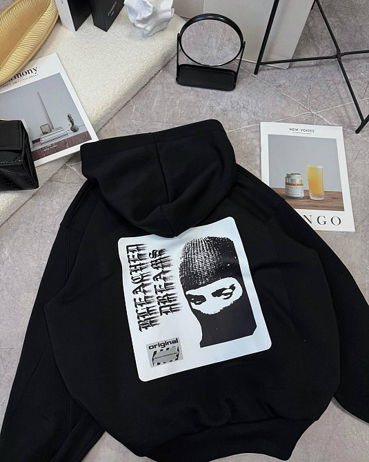 Жіночий стильний подовжений обʼємний худі в стилі оверсайз трьохнитка на флісі Одеса - фото 6