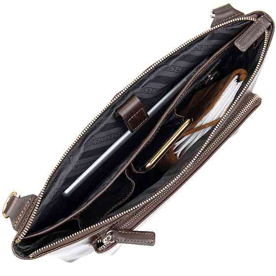 Кожаная мужская прямоугольная сумка для ноутбука Коричневый (GRANDE PELLE) Киев