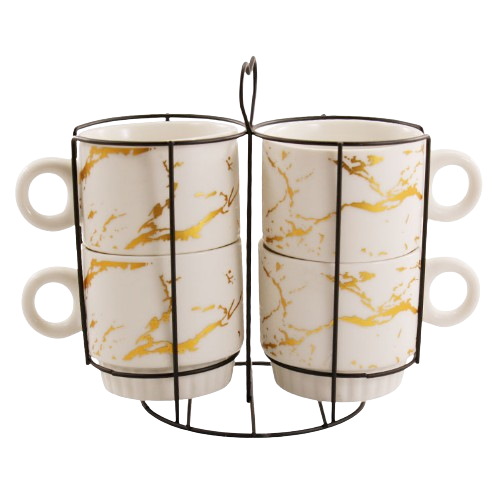 676-8  Набір  4 - пр.  фарф. чашок 250 мл на стійці, БІЛИЙ МАРМУР, кол. кор. 6911100000 Житомир - фото 1