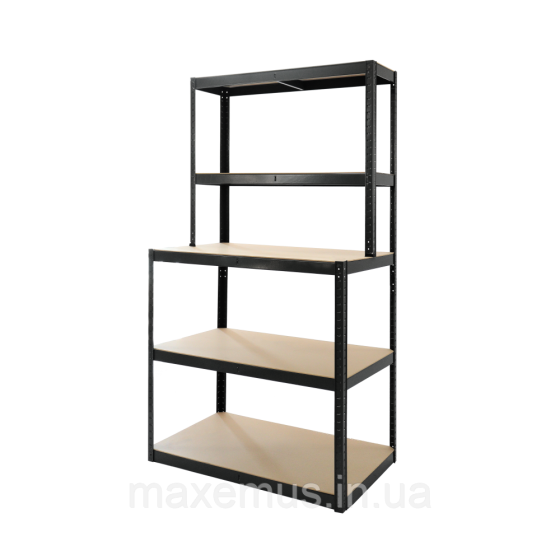 Верстак стол-стеллаж металлический SP 106030C рабочий стол для гаража и мастерской черный Мостиска