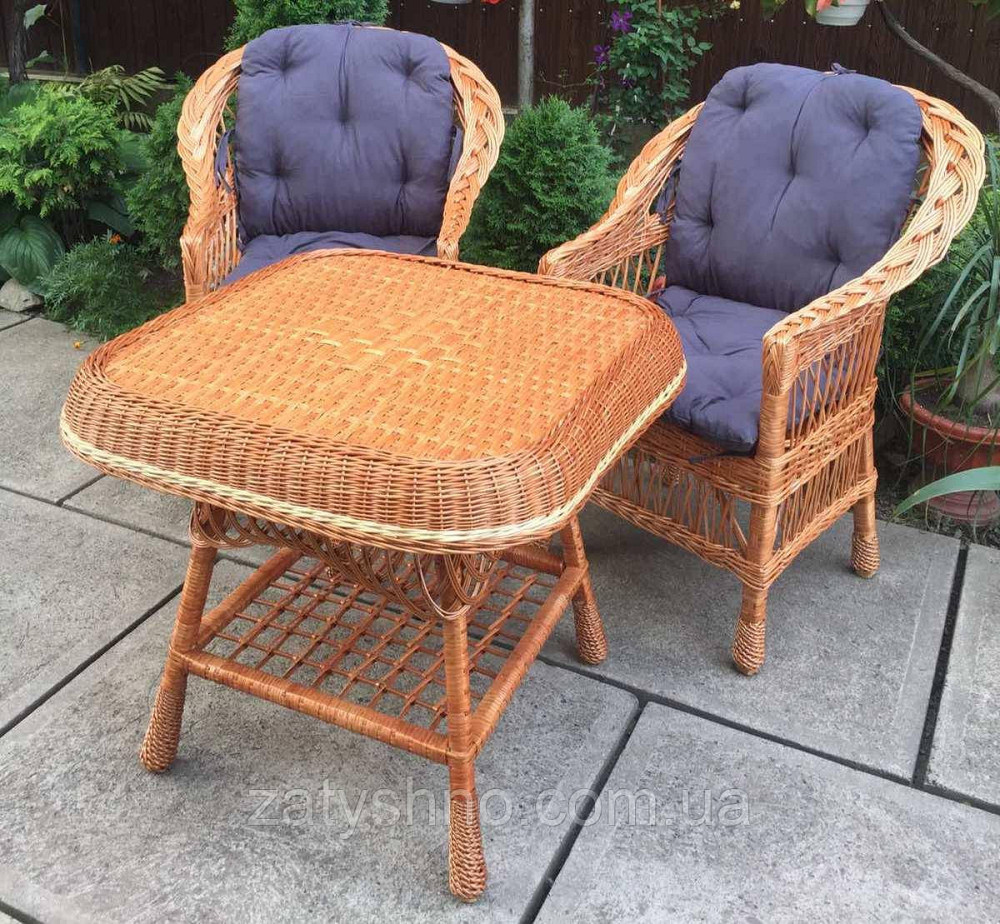 Мебель плетеная из лозы с 2 креслами |  Мебель из лозы с подушками |мебель плетеная с квадратным сто Киев - изображение 1