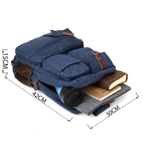 Рюкзак текстильный дорожный унисекс Vintage 20621 Синий Киев