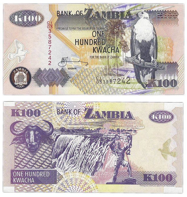 Zambia Замбія - 100 Kwa 2006 Pick 38f UNC Полтава - фото 1