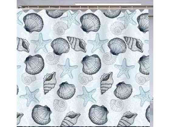 Штора для ванної 180*180см блакитний Морське дно ТМ Eco Fabric Київ