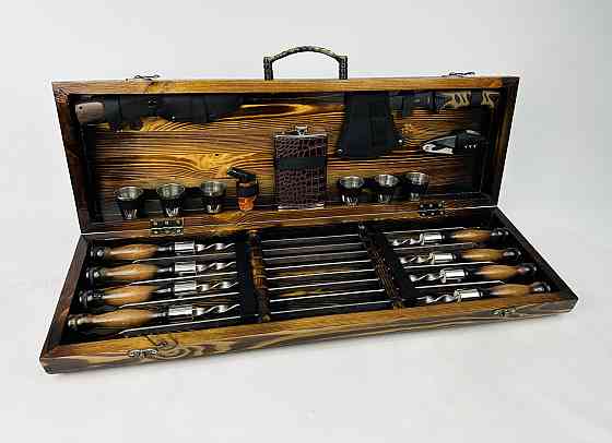 Подарунковий набір шампурів у дерев'яному кейсі МИСЛИВЕЦЬ LUX HAPPY DAYS Тернопіль