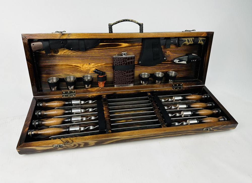 Подарунковий набір шампурів у дерев'яному кейсі МИСЛИВЕЦЬ LUX HAPPY DAYS Тернопіль - фото 1