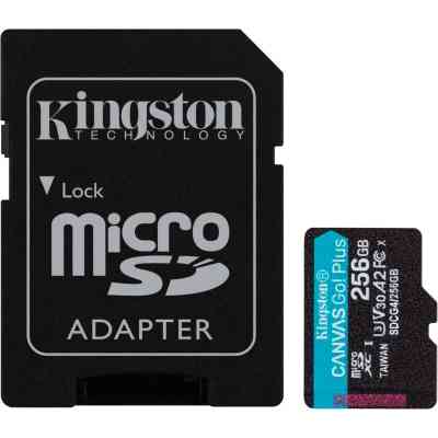 Карта пам&apos;яті Kingston 256GB microSDXC сlass 10 UHS-I U3 V30 A2 Canvas Go Plus G4 (SDCG4/256GB) Вінниця