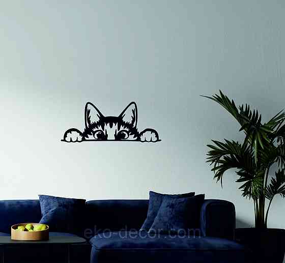 Декоративное настенное 3D Панно «Кот» Декор на стену с объемом (цена за 1 шт) 50*20 см, Черный Киев