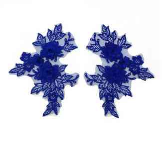 Аппликация пришивная синяя Цветы Киев