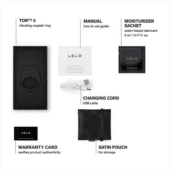 Ерекційне кільце з вібрацією LELO Tor 3 Black, керування зі смартфона Sex Aura Київ