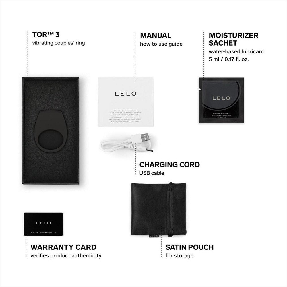 Ерекційне кільце з вібрацією LELO Tor 3 Black, керування зі смартфона Sex Aura Київ - фото 4