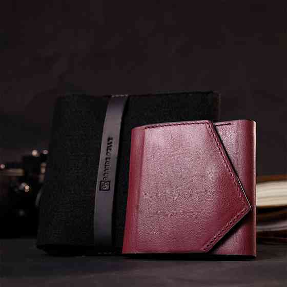 Стильний невеликий гаманець із натуральної шкіри GRANDE PELLE 16800 Бордовий Київ