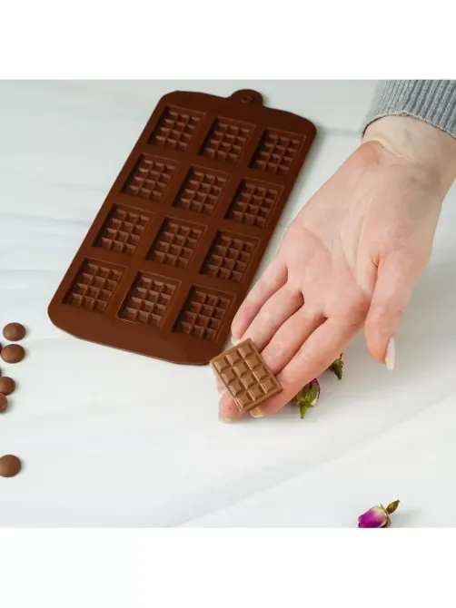 Форма силіконова на 12 виробів 19 х 11 см Плитка  для шоколаду, антипригарна,можна в морозилку та духовку Одеса - фото 1