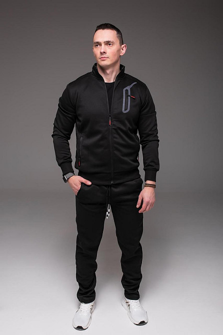 Класичний чорний костюм з резинкою, кишенями та замком для дому, прогулянок і міста Львів - фото 2