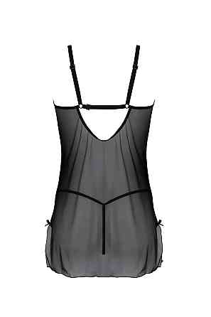 Пеньюар Passion DROSERA CHEMISE black, XXL/XXXL, мереживний ліф зі стрепами, трусики в комплекті Sex Aura Київ