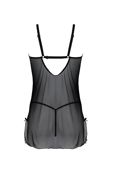 Пеньюар Passion DROSERA CHEMISE black, XXL/XXXL, мереживний ліф зі стрепами, трусики в комплекті Sex Aura Київ - фото 4