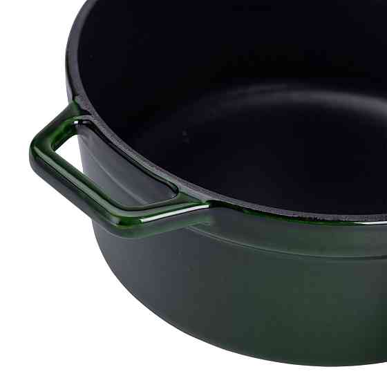 Каструля чавунна емальована 3,5 л з кришкою Ø24 см Зелена HP-1-1 Коломия