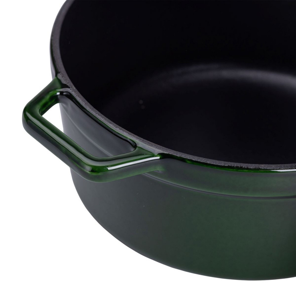 Каструля чавунна емальована 3,5 л з кришкою Ø24 см Зелена HP-1-1 Коломия - фото 4