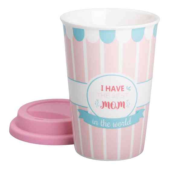 Фарфоровый стакан с силиконовой крышкой 