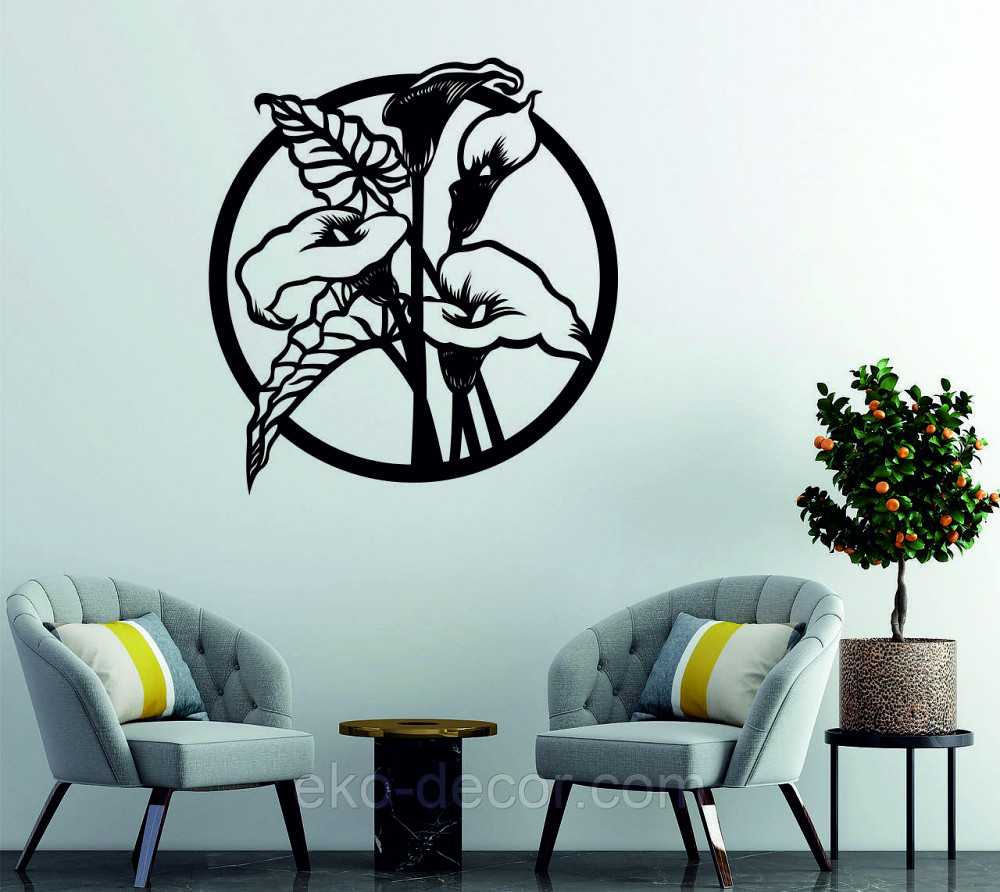 Декоративне настінне Панно «Лілії» Декор на стіну 90*84 см, Чорний Київ - фото 4