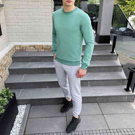 Світшот чоловічий однотонний зелений Pobedov 001 Київ