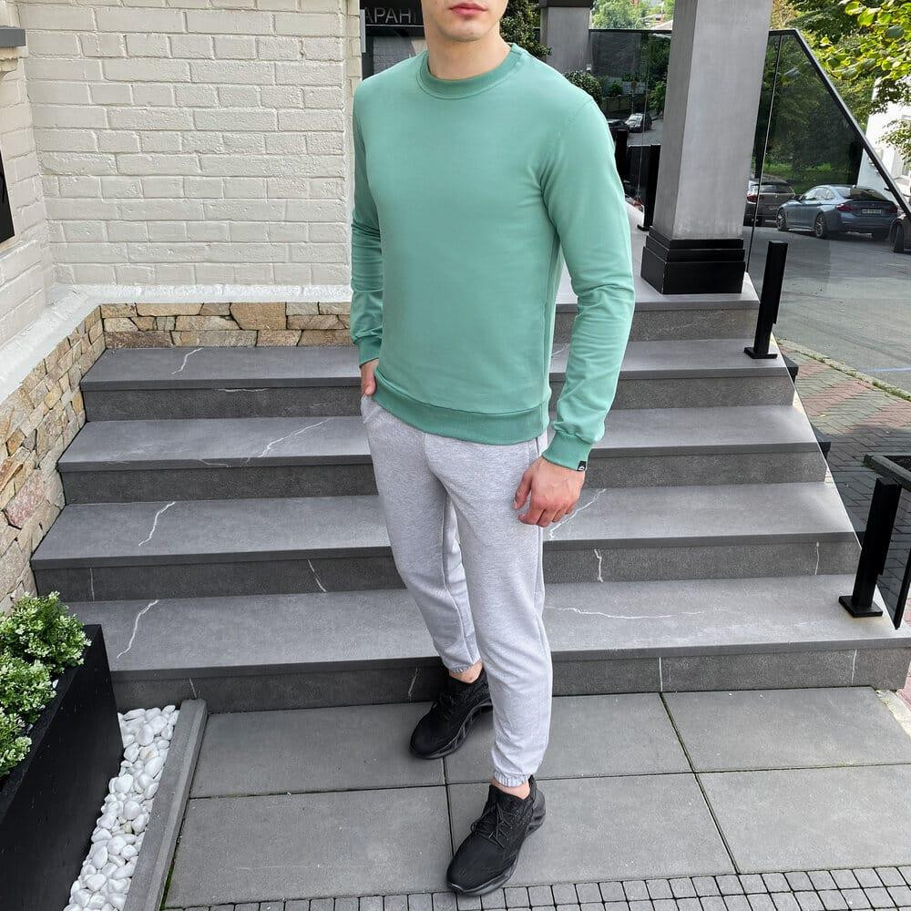 Світшот чоловічий однотонний зелений Pobedov 001 Київ - фото 4