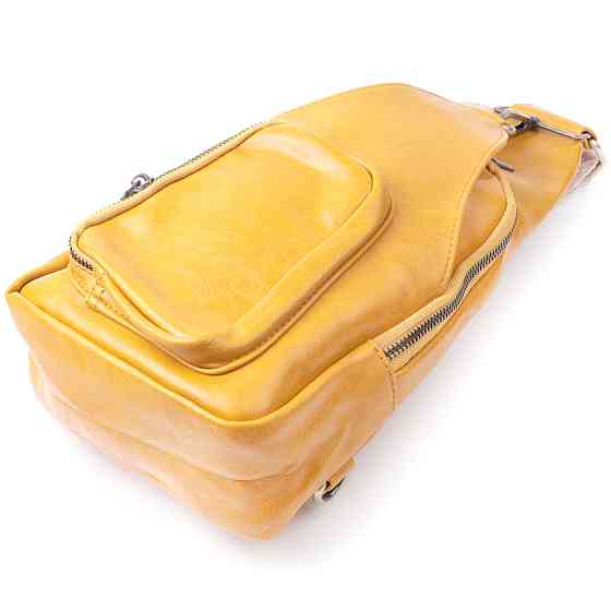 Яркая женская сумка из экокожи с акцентом на текстильную лямку Vintage 22775 Желтый Киев