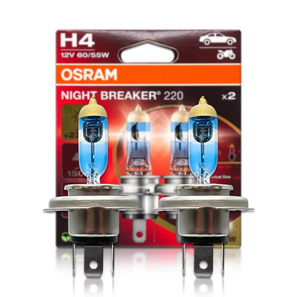 Комплект галогенових ламп OSRAM H4 64193NB220-2HB Night Breaker +220% 60/55W 12V P43T (2 шт) Харків - фото 1