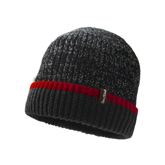 Водонепроникна зимова шапка Dexshell Cuffed Beanie розмір S/M (56-58 см) Чорна з червоною смугою Вінниця