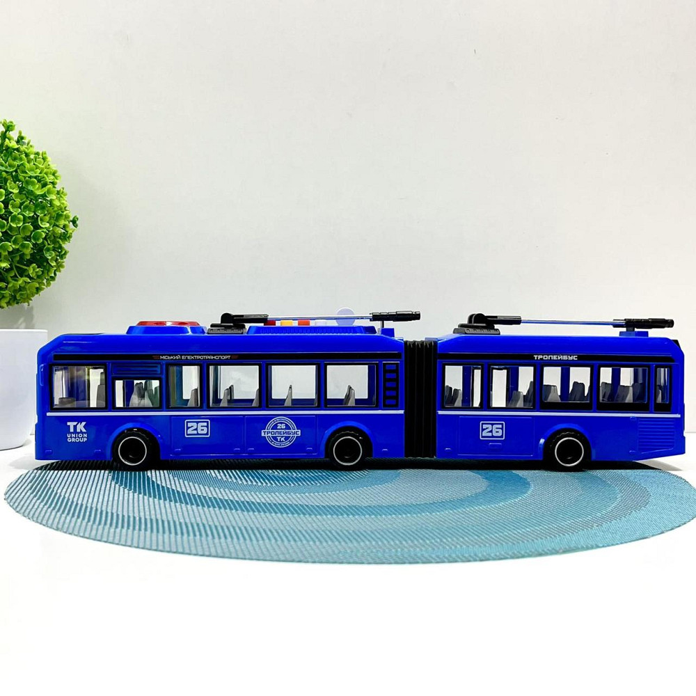 Тролейбус Авто Експерт з інерцією підсвічуванням і звуком відчиняються двері Синій (26487) Чернігів - фото 3