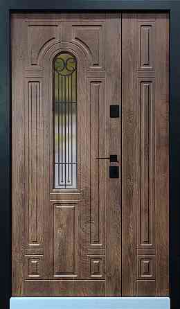 Двері вхідні SARMAK Елегант Термо Лучія дерев'яна панель ArWood горіх світлий / він спил коньяк 1200х2040 мм Київ