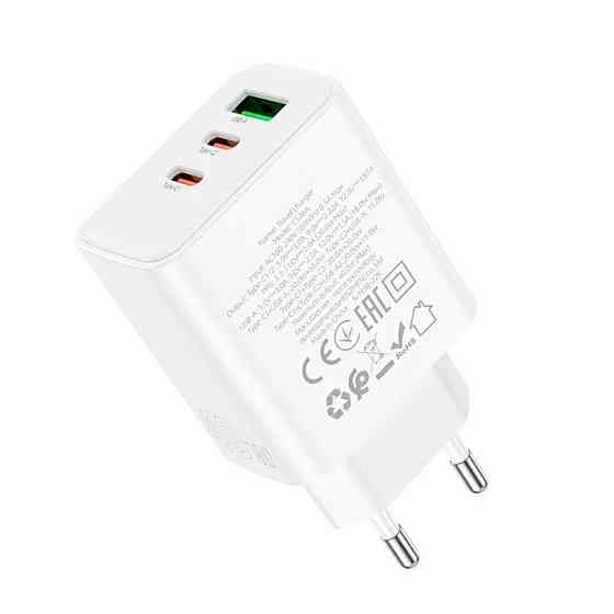 Мережевий зарядний пристрій HOCO C126A Pure power PD40W three-port(2C1A) charger White Київ