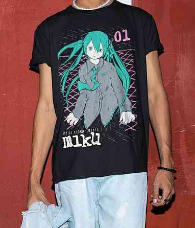 Футболка для хлопчика з аніме принтом Серіал Експеріментс Лаін Лаін оверсайз (зріст від 165 до 180) Чорний AnimeJ0938m Дніпро