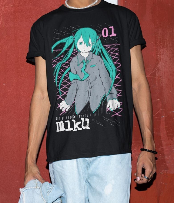 Футболка для хлопчика з аніме принтом Серіал Експеріментс Лаін Лаін оверсайз (зріст від 165 до 180) Чорний AnimeJ0938m Дніпро - фото 4