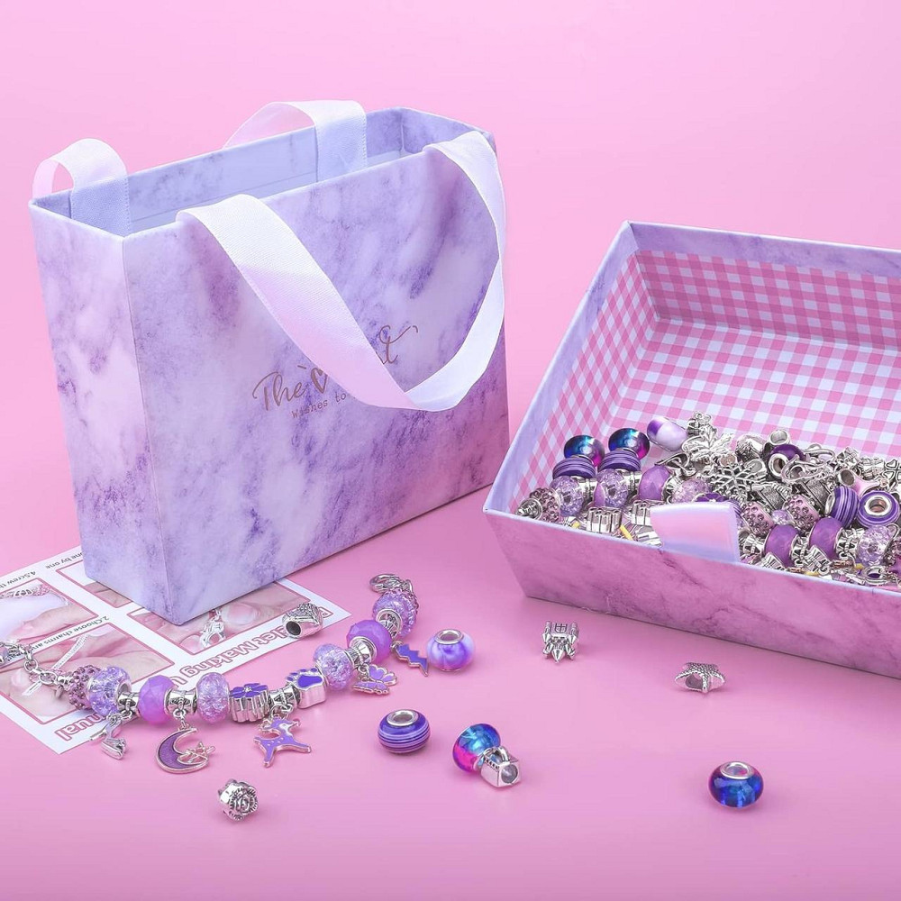 Детский набор для творчества для создания шарм браслетов и колье . из бусин в подарочной коробке 63 шт. Киев - изображение 4