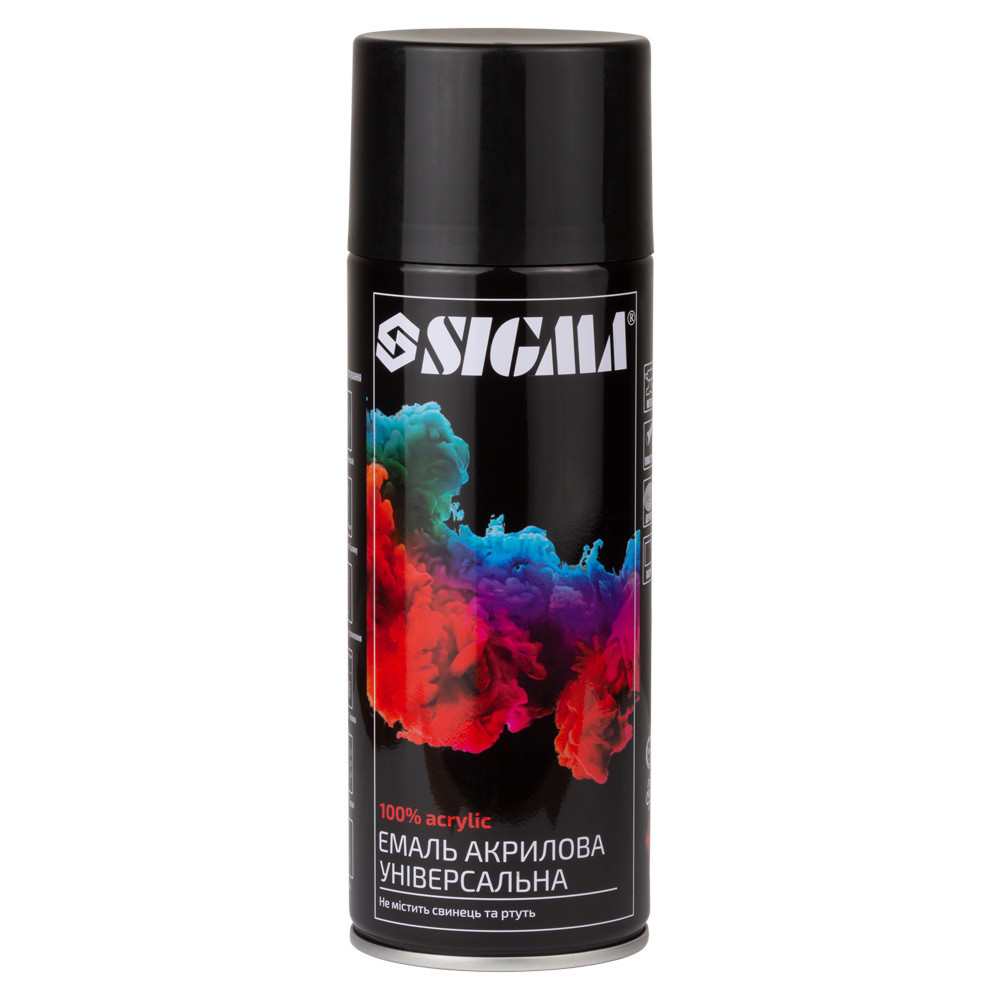 Эмаль аэрозольная акриловая 400мл RAL 9005 черный глянец SIGMA (2736631) Киев - изображение 1