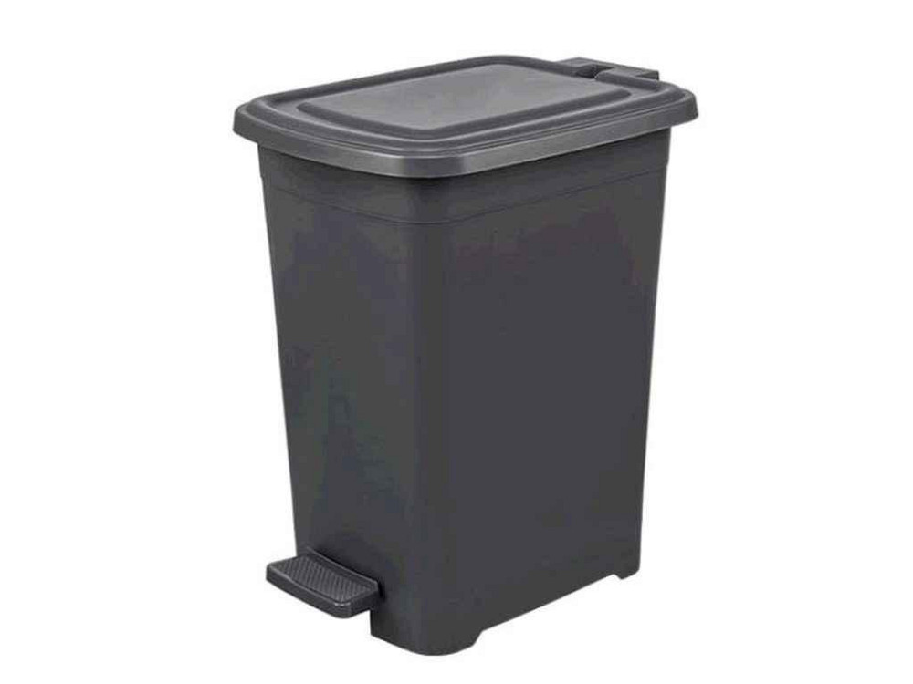 Мусорник 8л антрацит Slim прямоугольный с педалью ТМ ELIF PLASTIK Киев - изображение 1